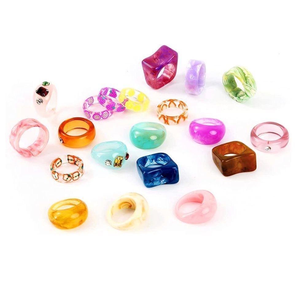 NWT Wool + Pepper Co. Resin Rhinestone Ring Set (15 Rings) - Picture 2 of 6